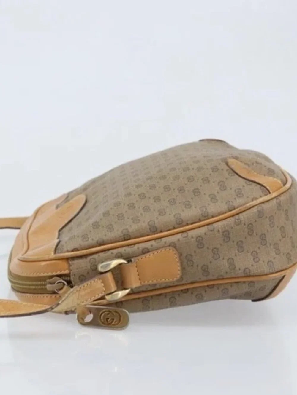 GUCCI Micro GG Supreme Shoulder Bag PVC Beige Gold 001 104 0558 Auth ka3520